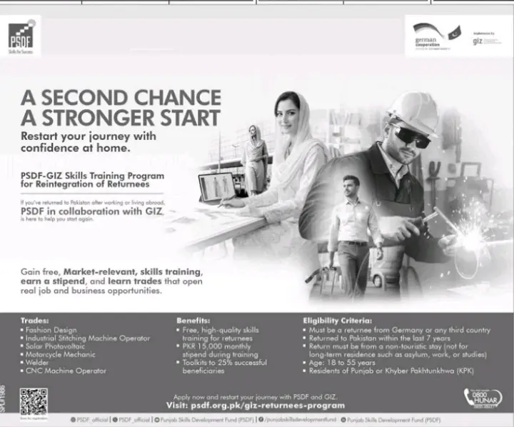 PSDF-GIZ Skills Training Program for Reintegration of Returnees 2025