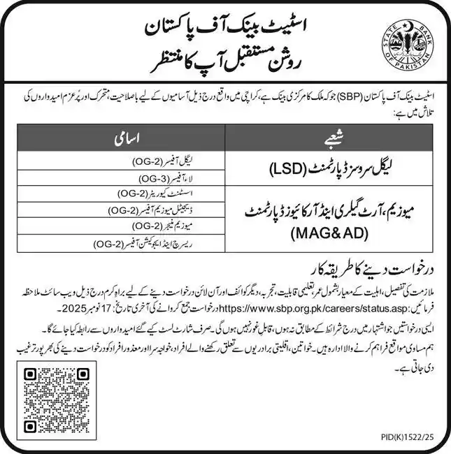 State Bank of Pakistan SBP Jobs 2025