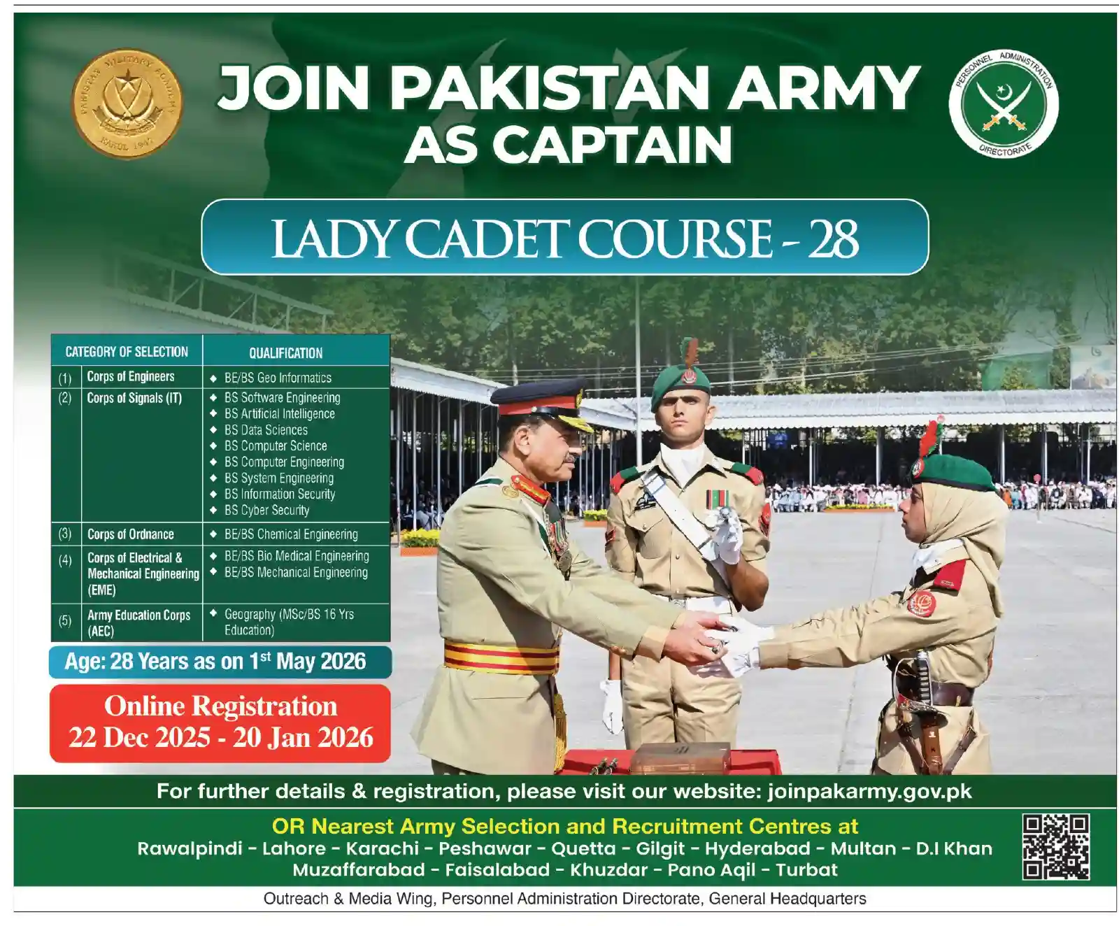 Lady Cadet Course 28 Pakistan Army