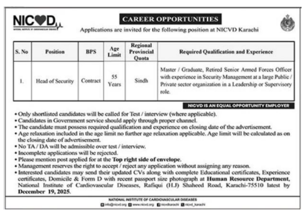 NICVD Latest Jobs 2025 Advertisement
