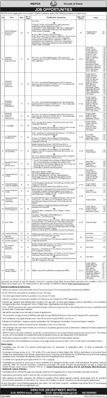 Latest WAPDA Jobs Advertisement 2026