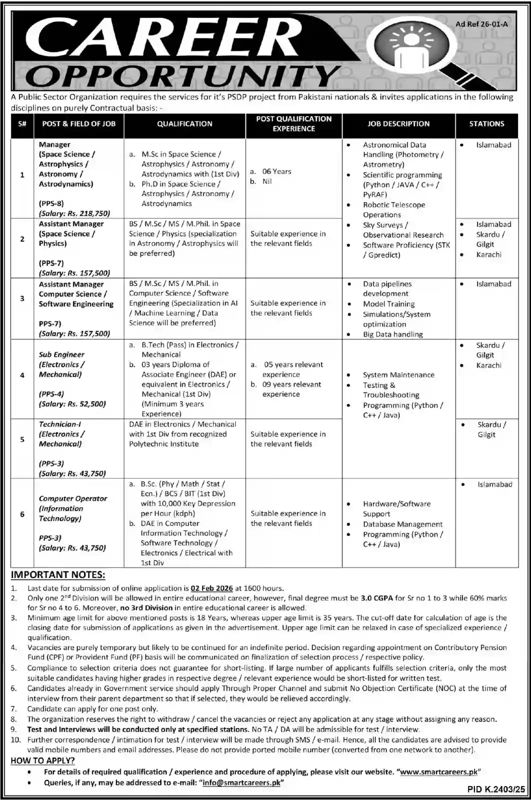 Public Sector Organization PSDP Jobs 2026