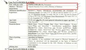 Airport Security Force Inspector BS-16 Jobs 2026 via FPSC Ad No. 1 (BS-16) Complete Guide