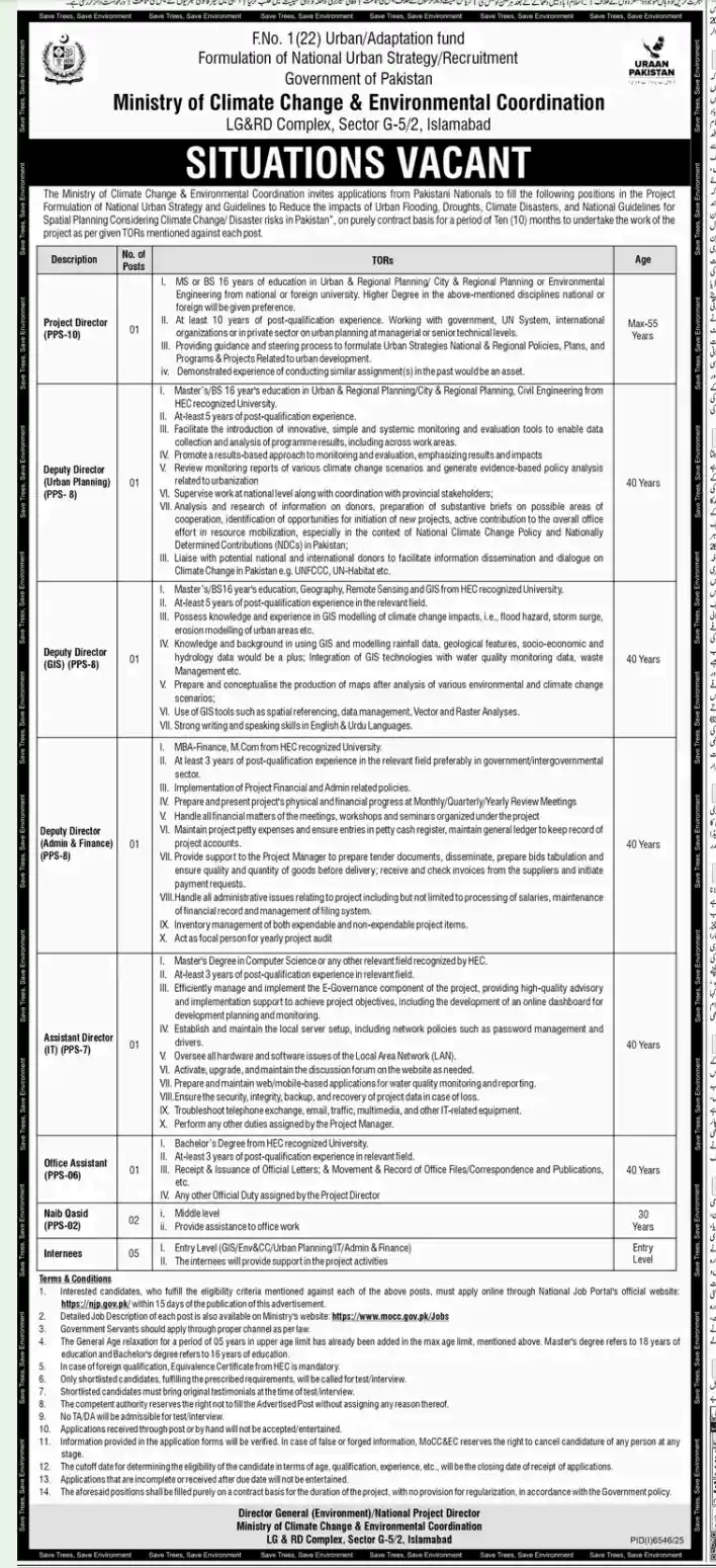 Latest Ministry of Climate Change Jobs in Pakistan February 2026