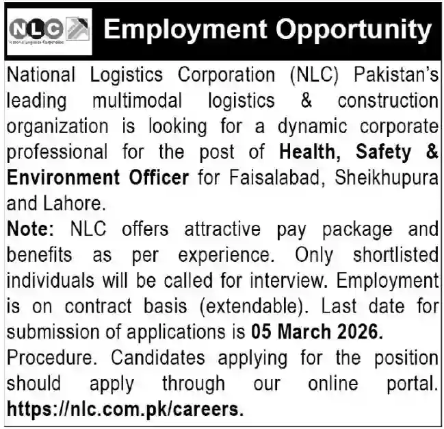Latest NLC Jobs March 2026 Apply at nlc.com.pk Careers Portal