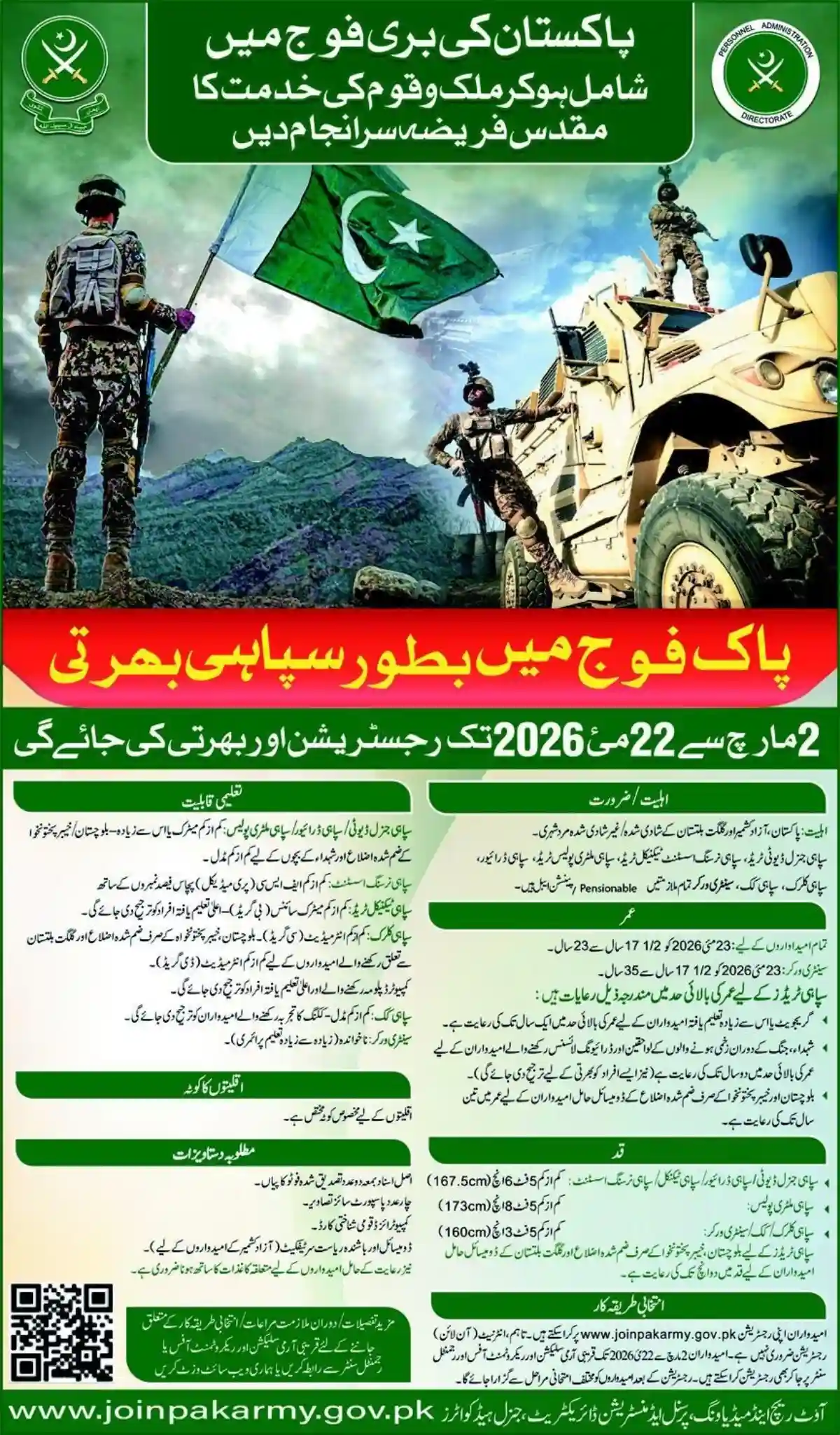 Pak Army Soldier Jobs 2026