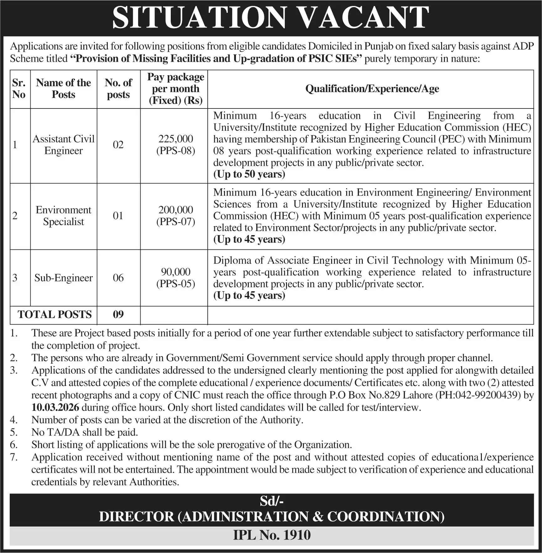 Punjab ADP Project Jobs 2026 Advertisement