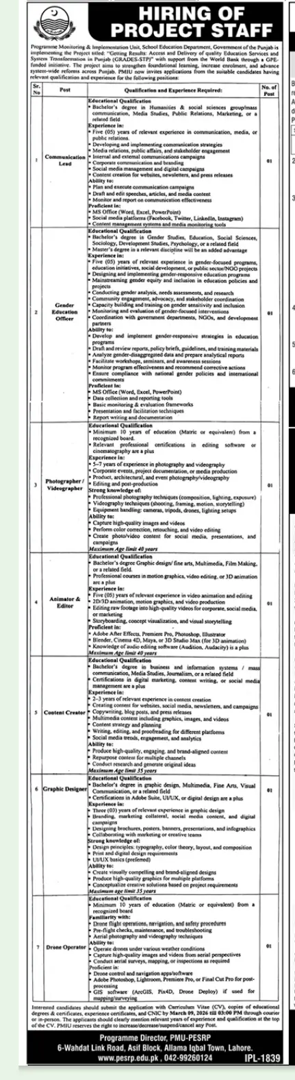 Punjab School Education Department Jobs 2026