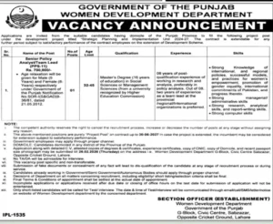 Punjab Women Development Department Jobs 2026