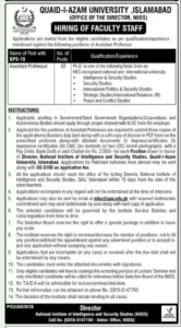 Quaid-i-Azam University Islamabad Jobs 2026