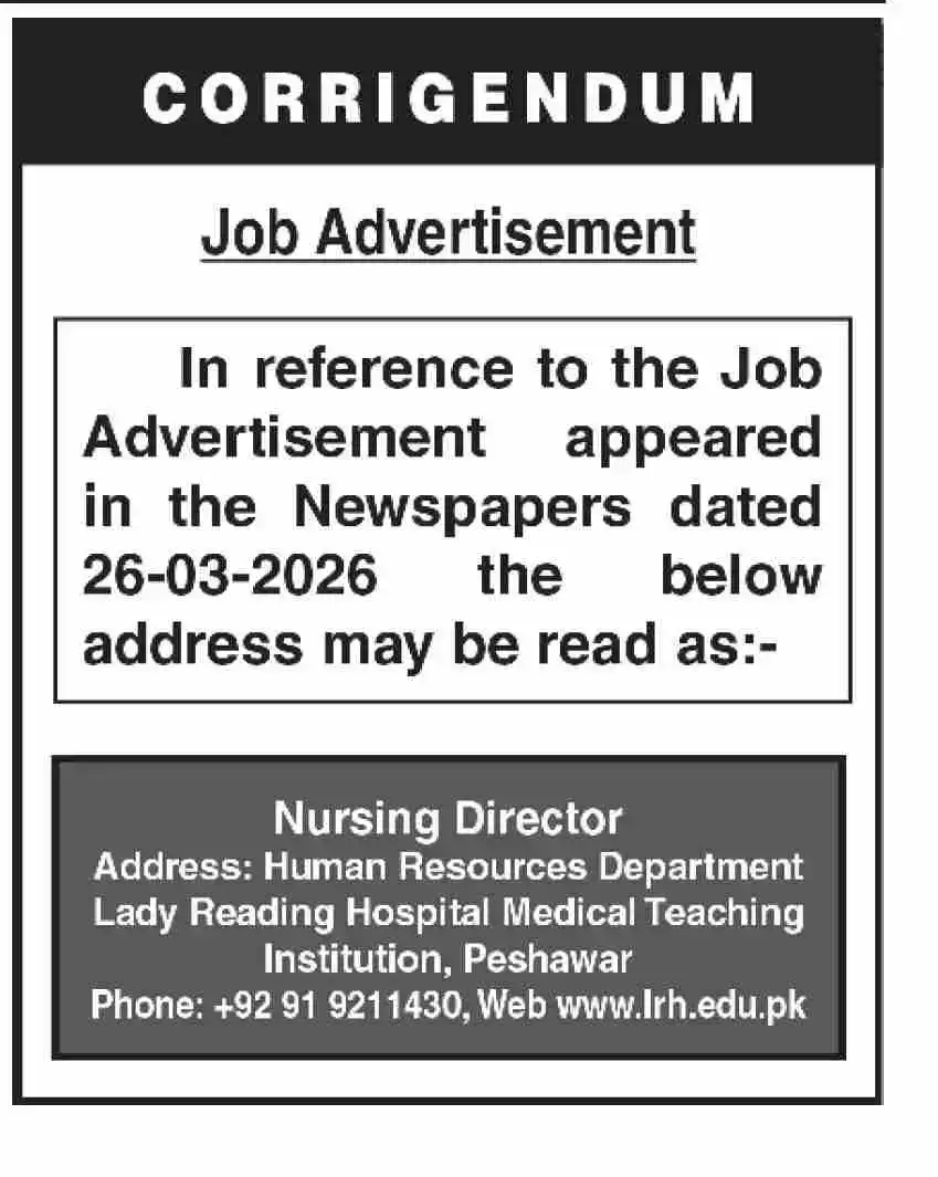 LRH Peshawar Jobs