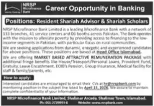 NRSP Bank Islamabad Jobs