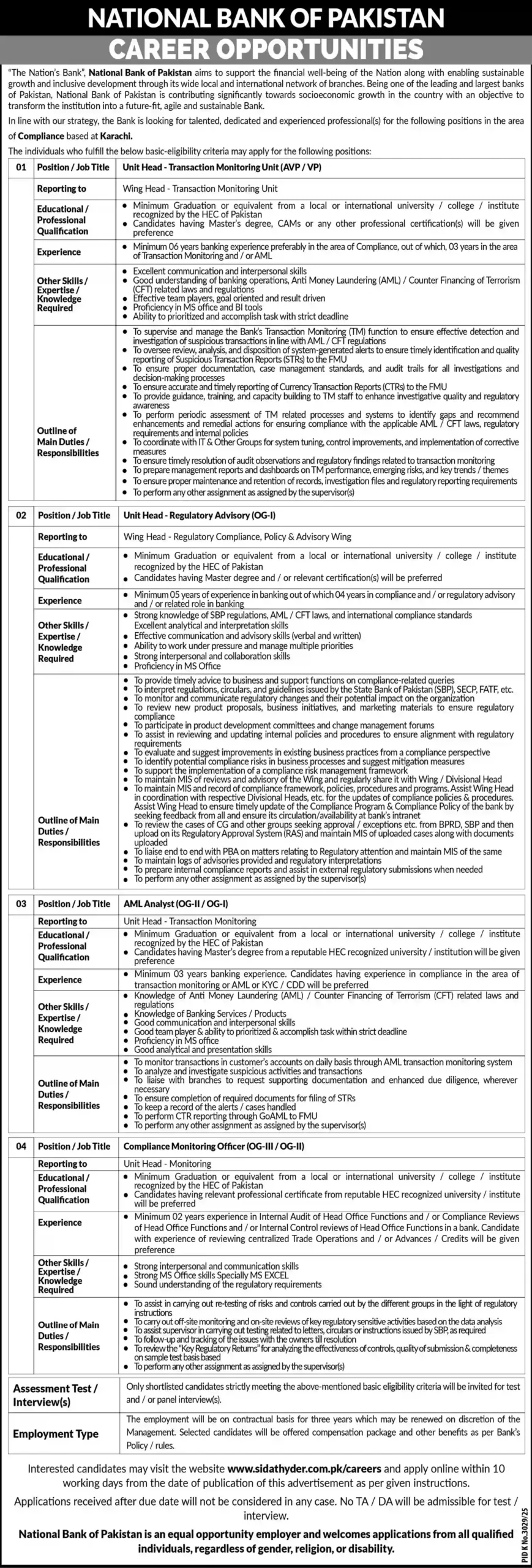 National Bank of Pakistan Karachi Jobs