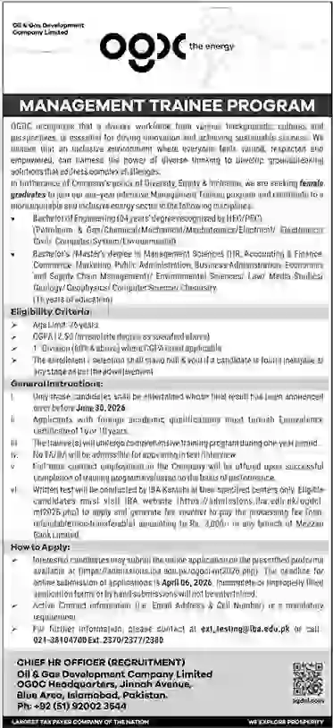 OGDCL Management Trainee Program