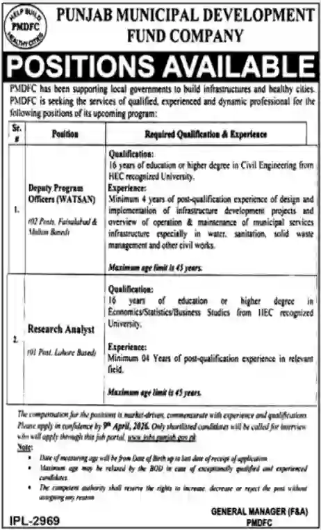 PMDFC Jobs 2026 in Punjab