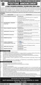 Mufti Mehmood Hospital DI Khan Jobs 2026