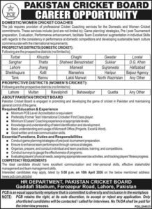 PCB Jobs 2026 Pakistan – Cricket Coaches Apply Now