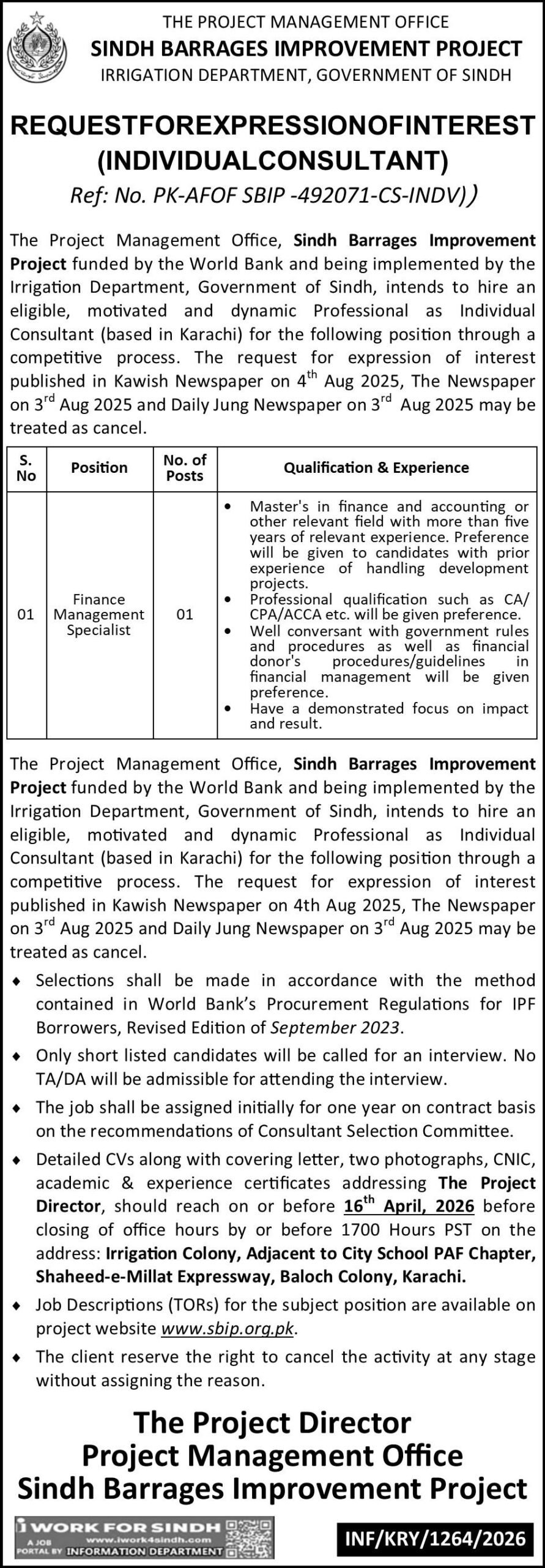 SBIP Jobs 2026 Karachi – Finance Specialist Apply